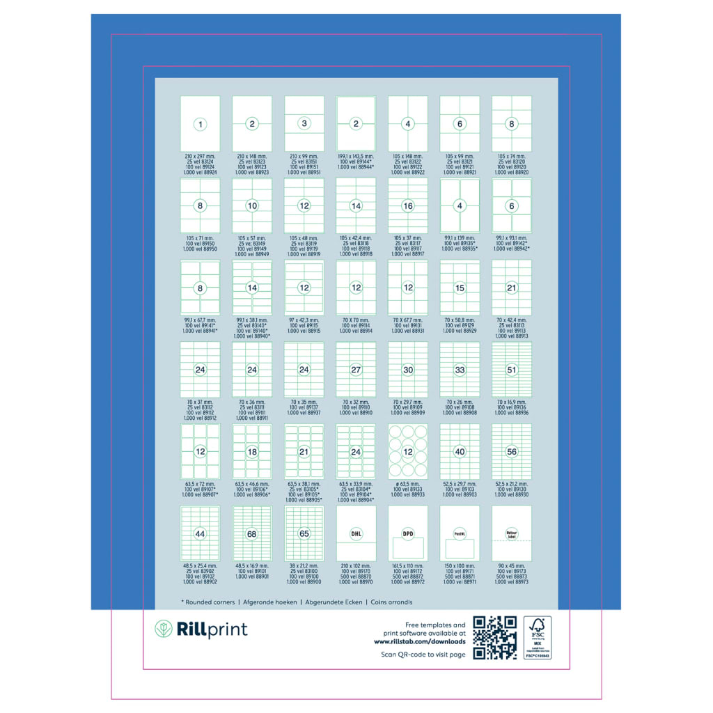 rillprint Self-adhesive Sticker Labels 105x148 mm 1000 Sheets White