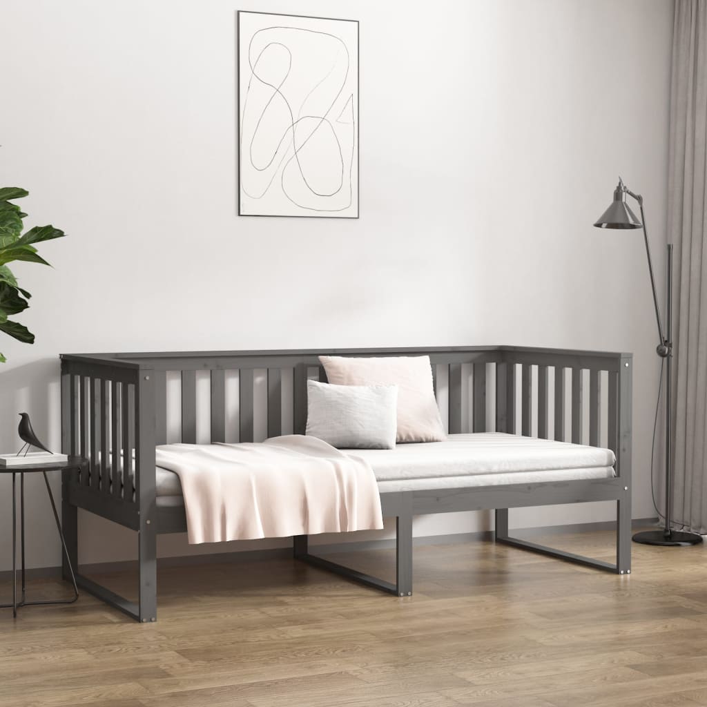 vidaXL Day Bed Grey 100x200 cm Solid Wood Pine