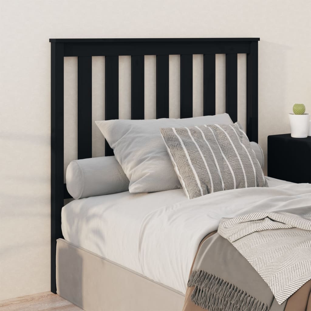 vidaXL Bed Headboard Black 106x6x101 cm Solid Wood Pine