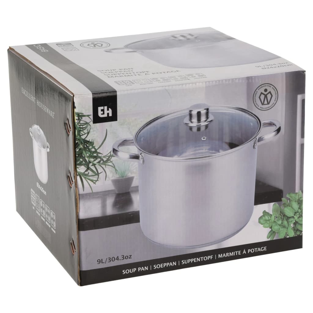 Excellent Houseware Casserole with Lid 9 L Stainless Steel