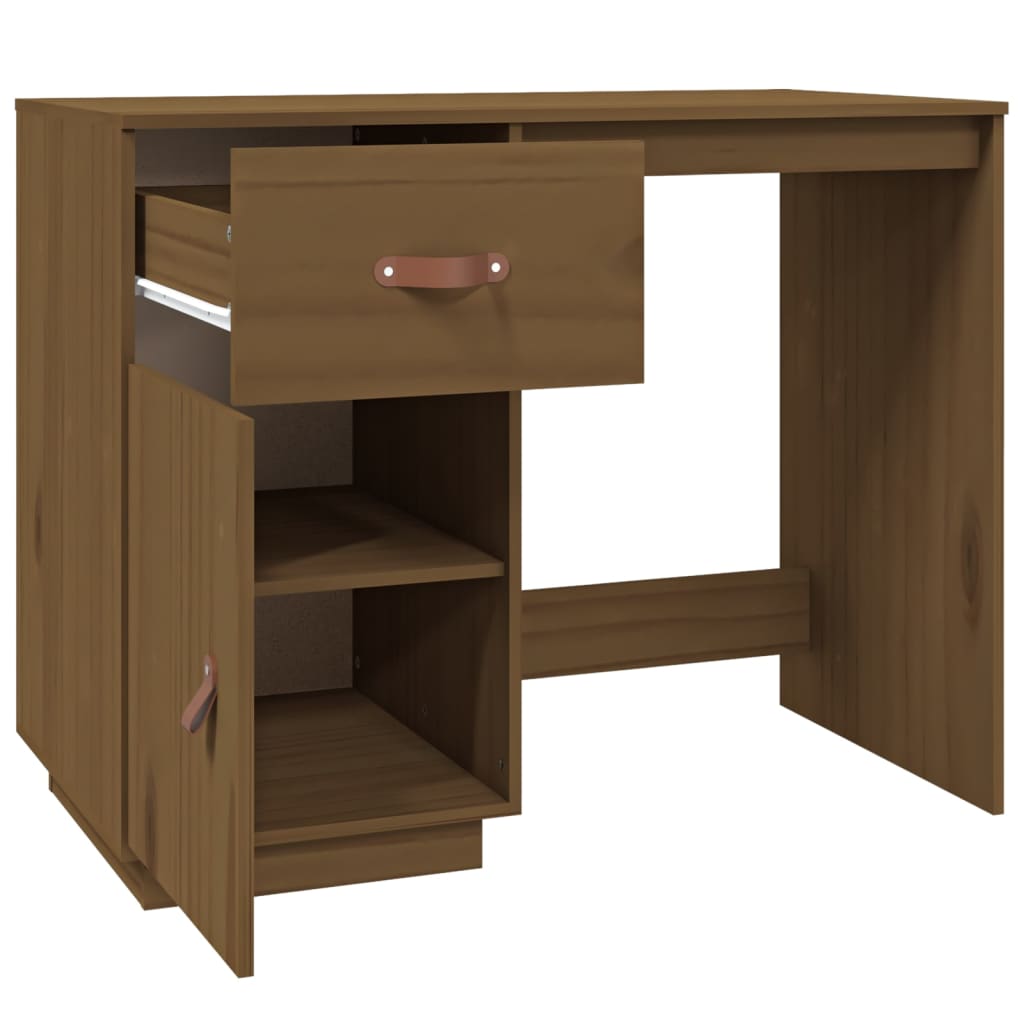 vidaXL Desk Honey Brown 95x50x75 cm Solid Wood Pine