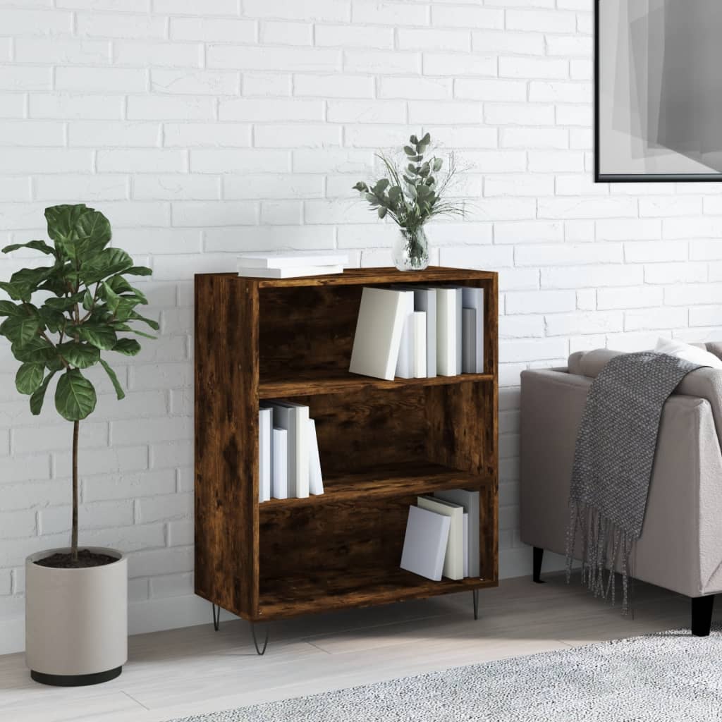 vidaXL Bookcase Smoked Oak 69.5x32.5x90 cm Engineered Wood