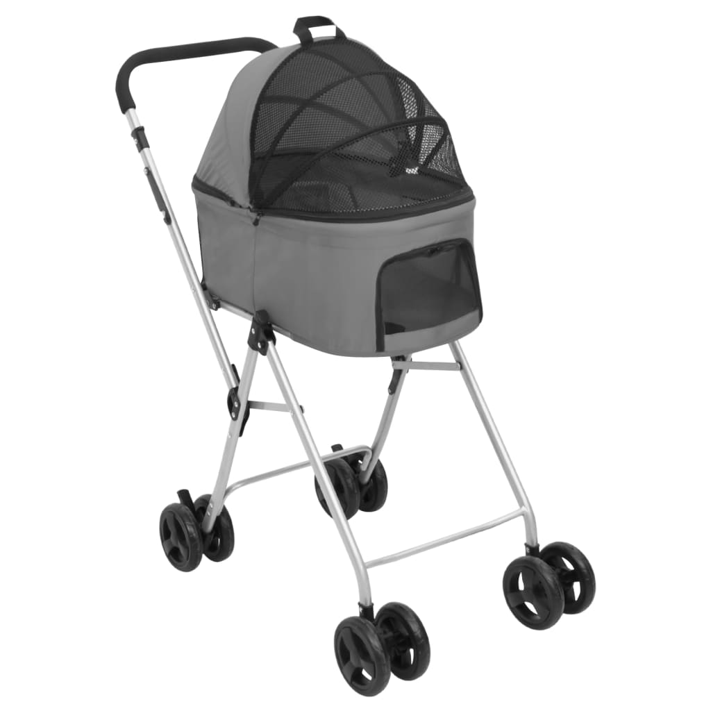 vidaXL 2-Layers Folding Dog Stroller Grey 83x48x97 cm Oxford Fabric