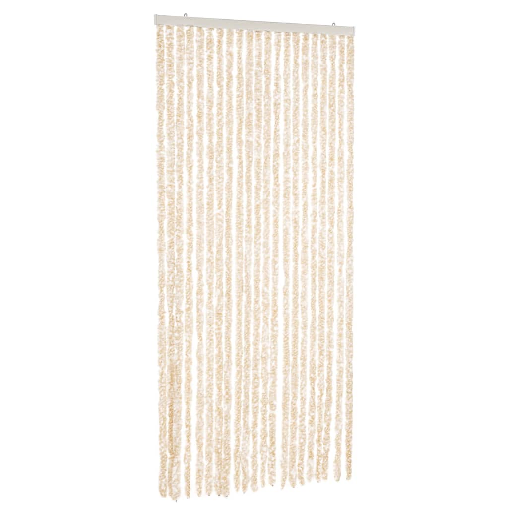 vidaXL Fly Curtain Beige and White 90x220 cm Chenille