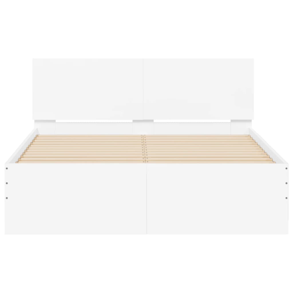 vidaXL Bed Frame with Headboard and LED White 135x190 cm Double