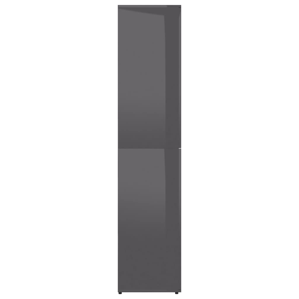 vidaXL Shoe Cabinet High Gloss Grey 80x39x178 cm Engineered Wood