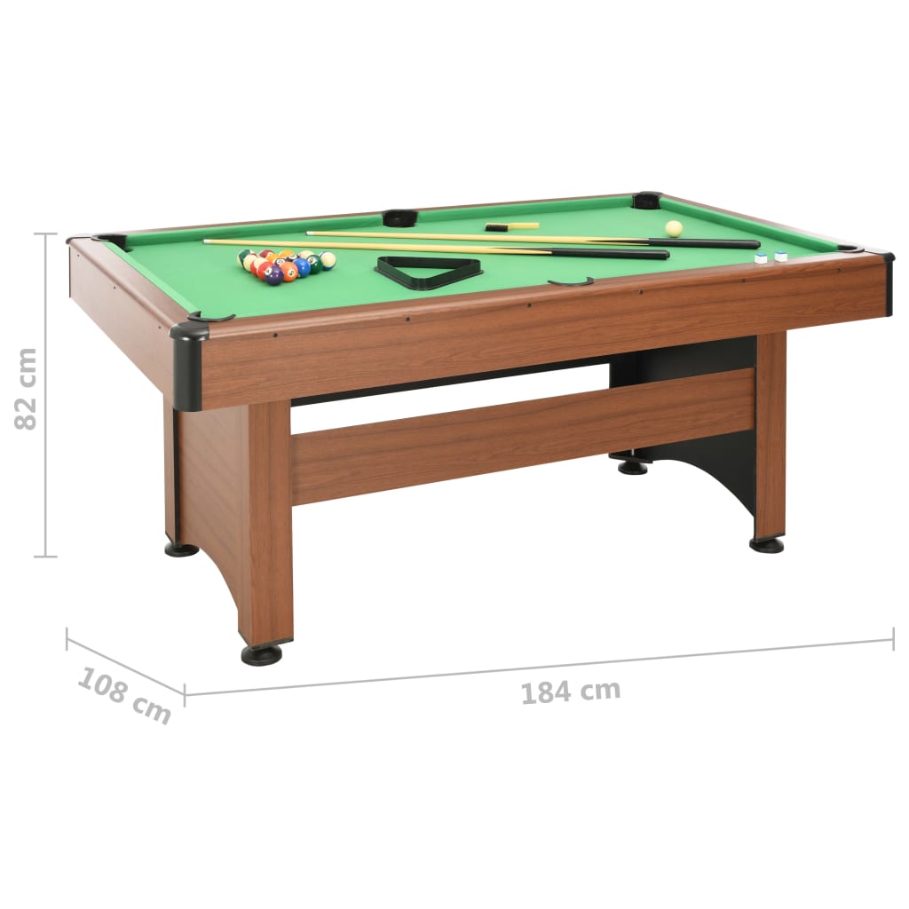 vidaXL 6 Feet Billiard Table 184x108x82 cm Brown
