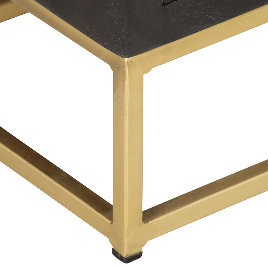 vidaXL Drawer Cabinet Black and Gold 45x30x105 cm Solid Mango Wood
