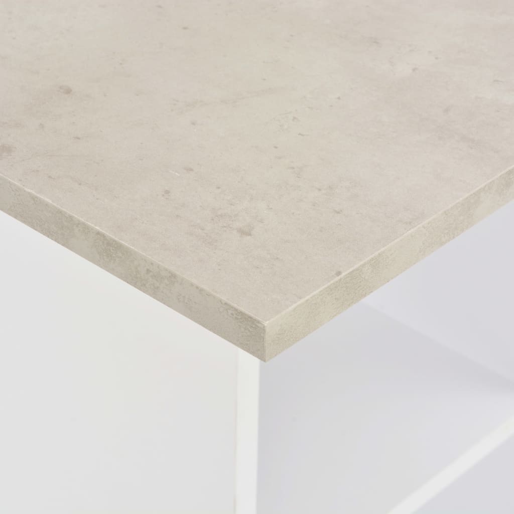 vidaXL Bar Table White and Concrete 60x60x110 cm