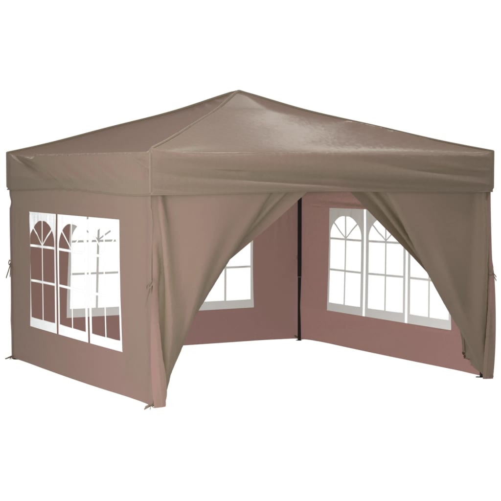 vidaXL Folding Party Tent with Sidewalls Taupe 3x3 m