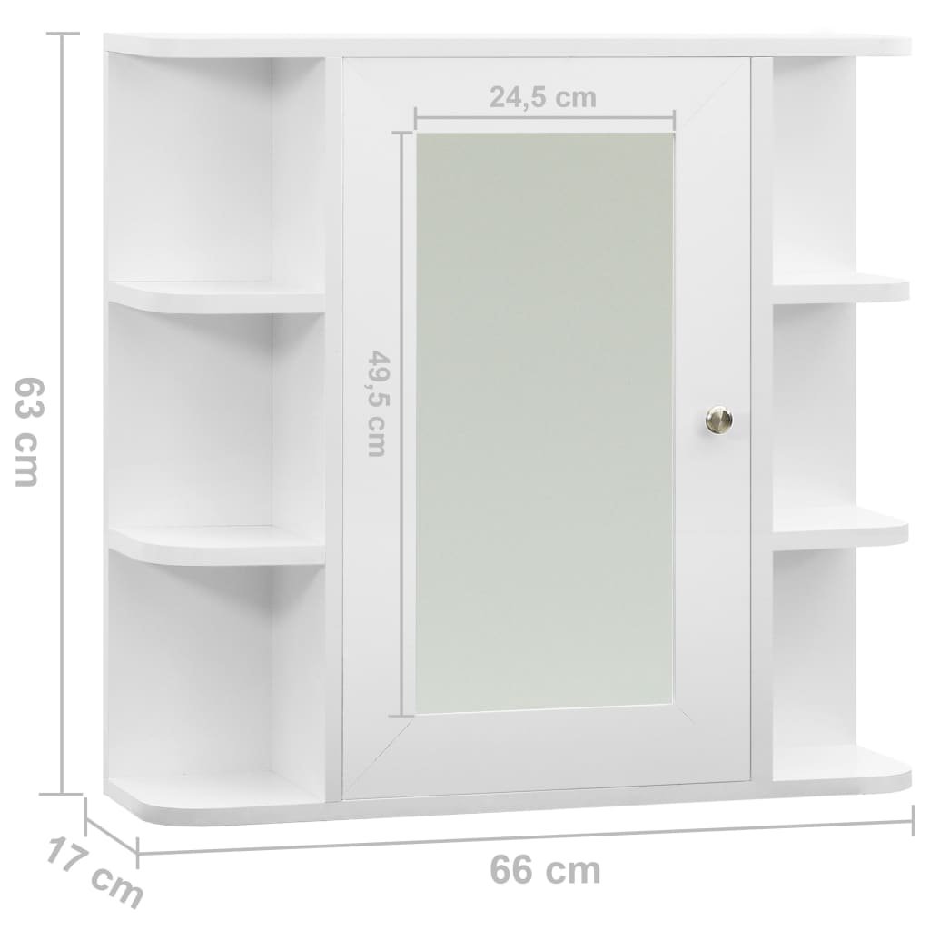 vidaXL Bathroom Mirror Cabinet White 66x17x63 cm MDF