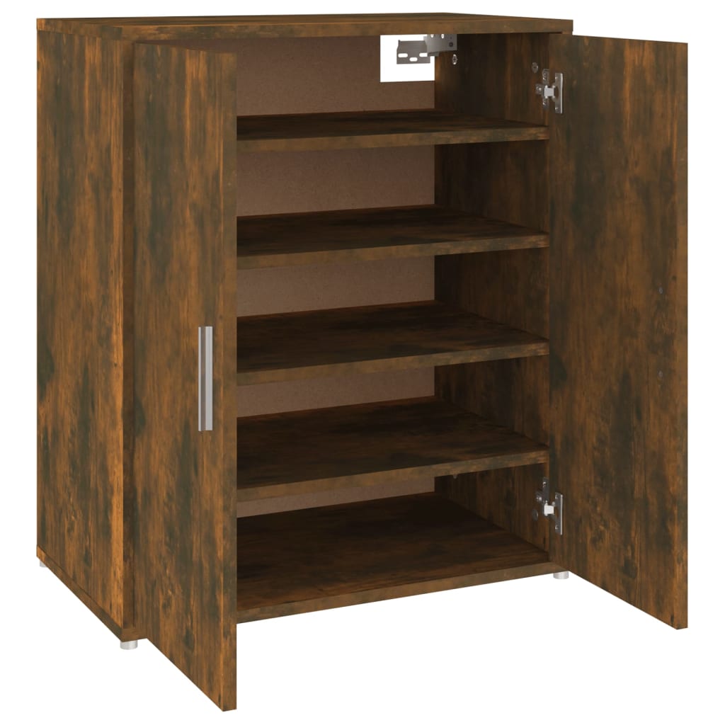 vidaXL Shoe Cabinet Smoked Oak 60x35x70 cm Engineered Wood
