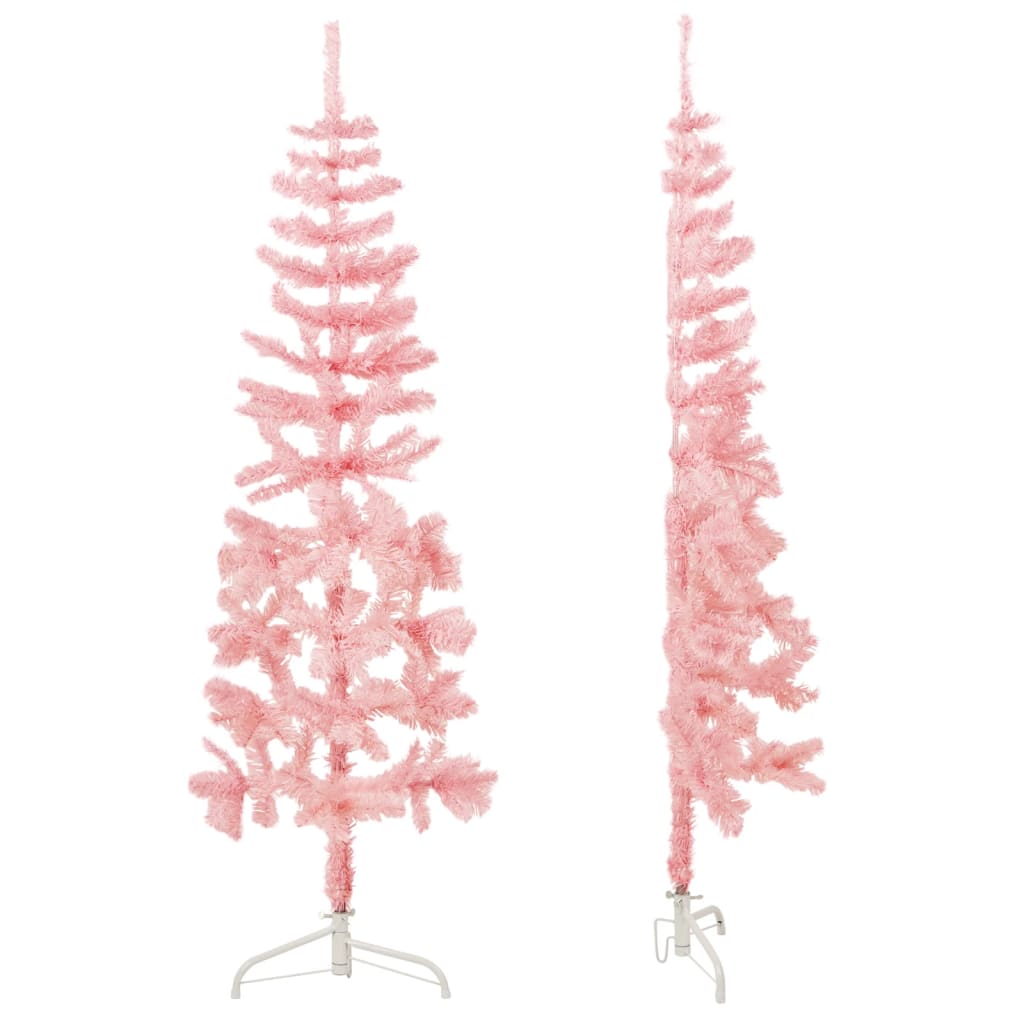 vidaXL Slim Artificial Half Christmas Tree with Stand Pink 180 cm