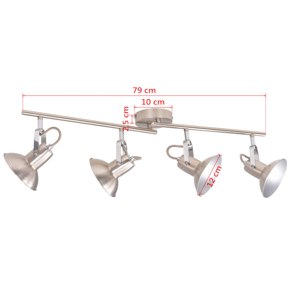 vidaXL Ceiling Lamp for 4 Bulbs E14 Silver