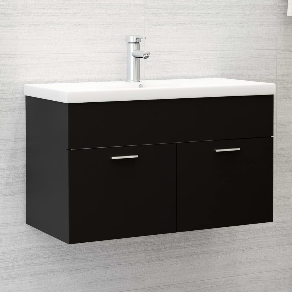 vidaXL Sink Cabinet Black 80x38.5x46 cm Engineered Wood