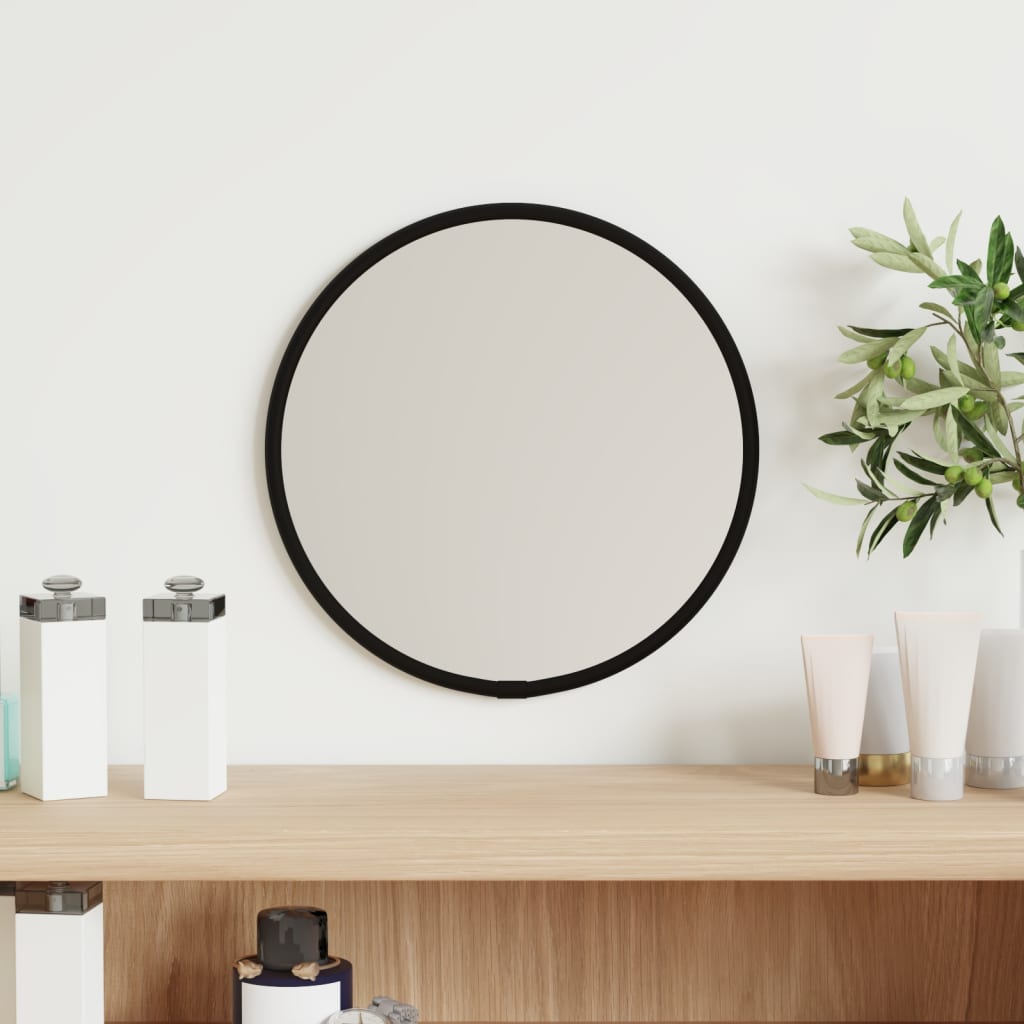 vidaXL Wall Mirror Black Ø 20 cm Round
