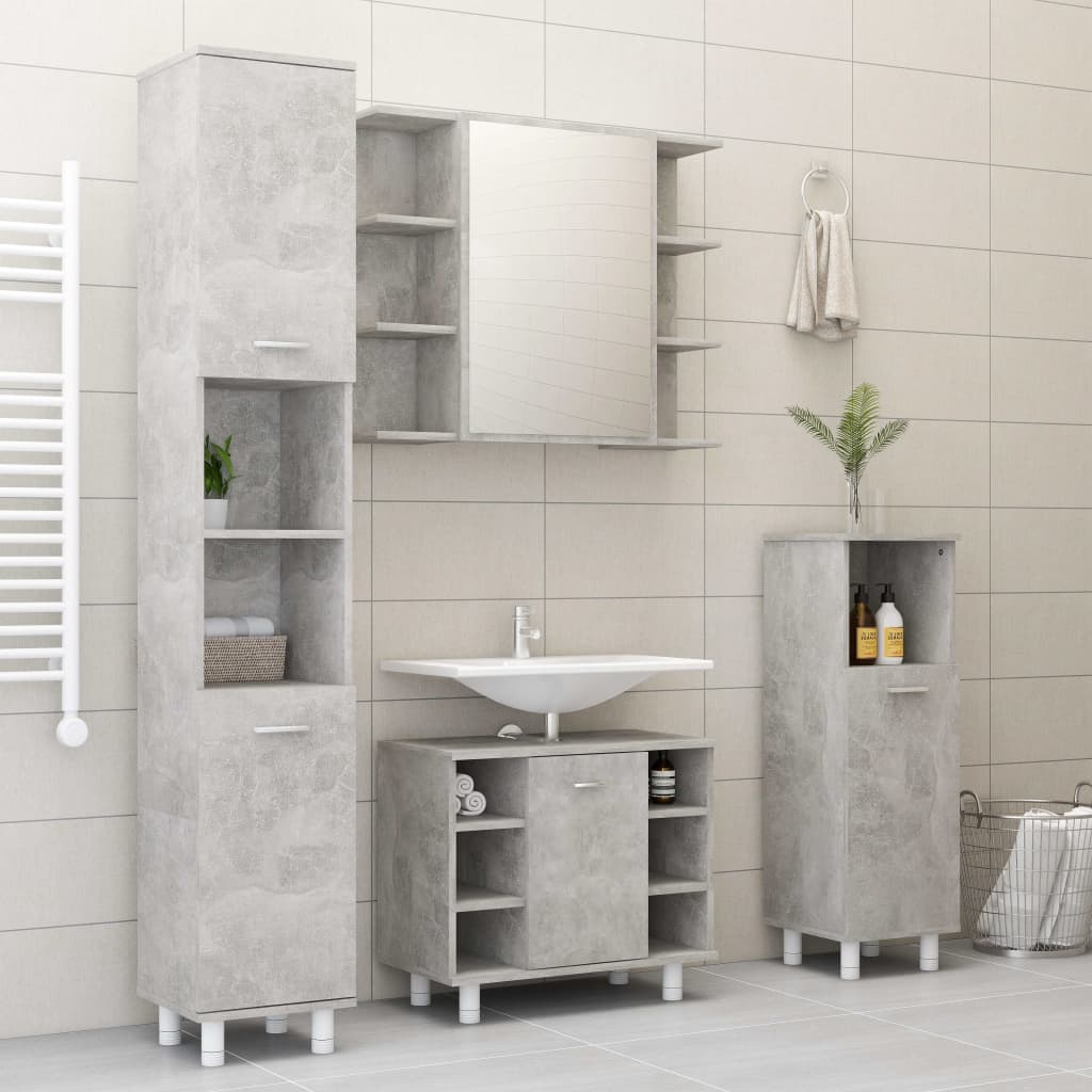 vidaXL Bathroom Mirror Cabinet Concrete Grey 80x20.5x64 cm Engineered Wood