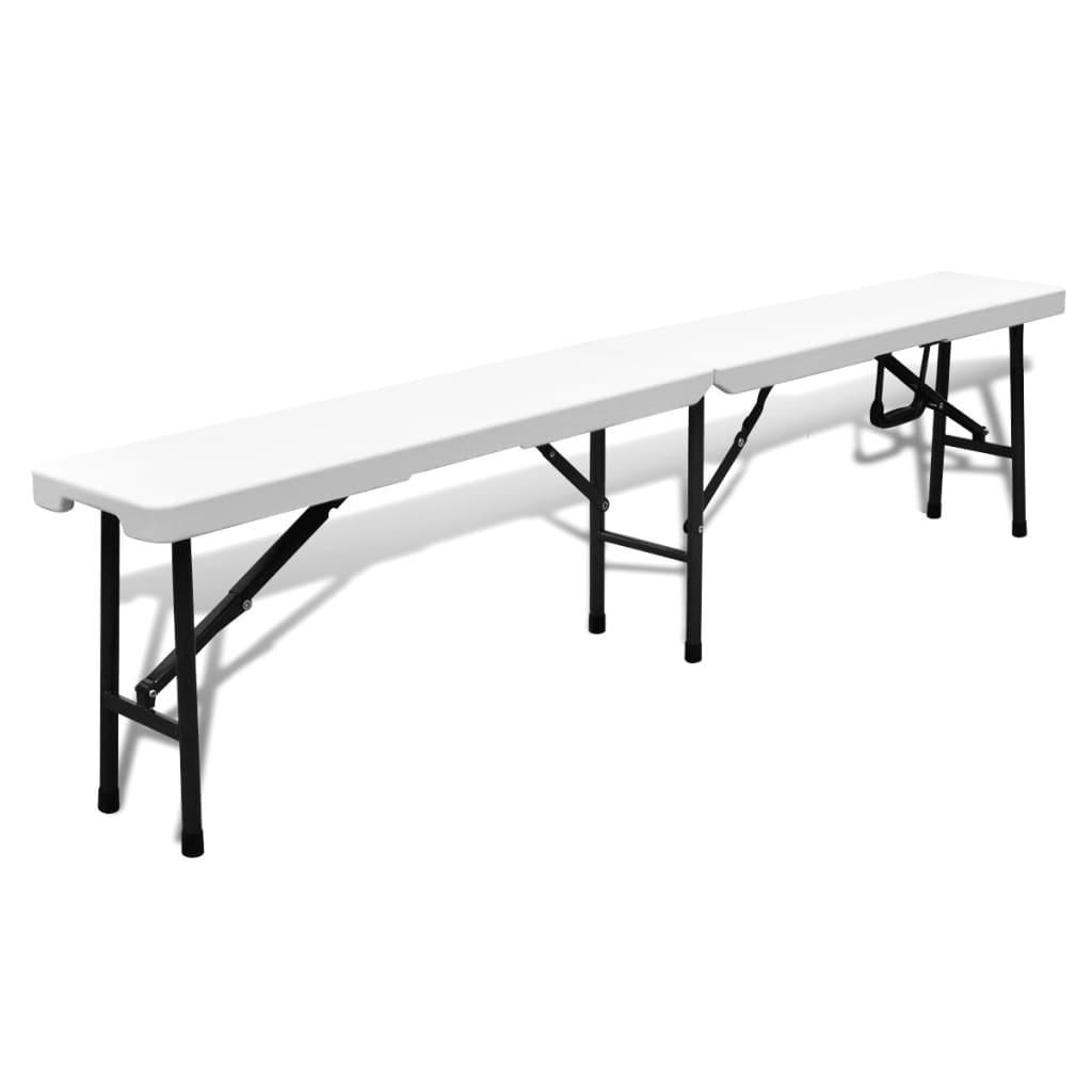 vidaXL Folding Beer Table with 2 Benches 180 cm HDPE White