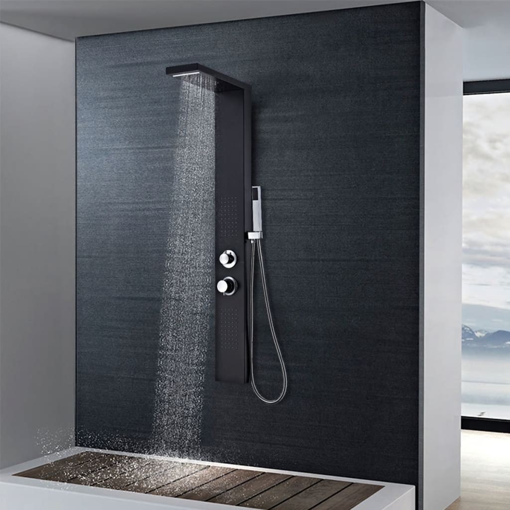 vidaXL Shower Panel System Aluminium Matte Black