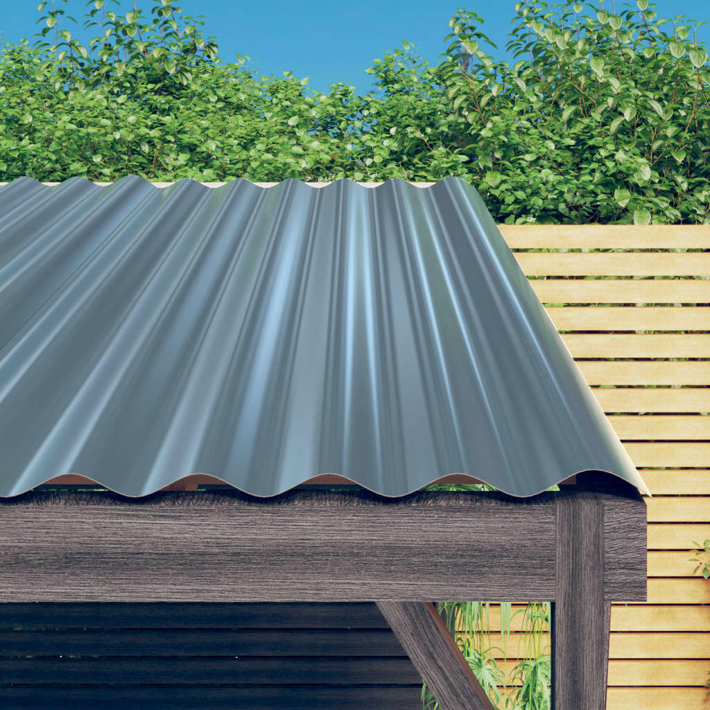 vidaXL Roof Panels 12 pcs Powder-coated Steel Grey 60x36 cm