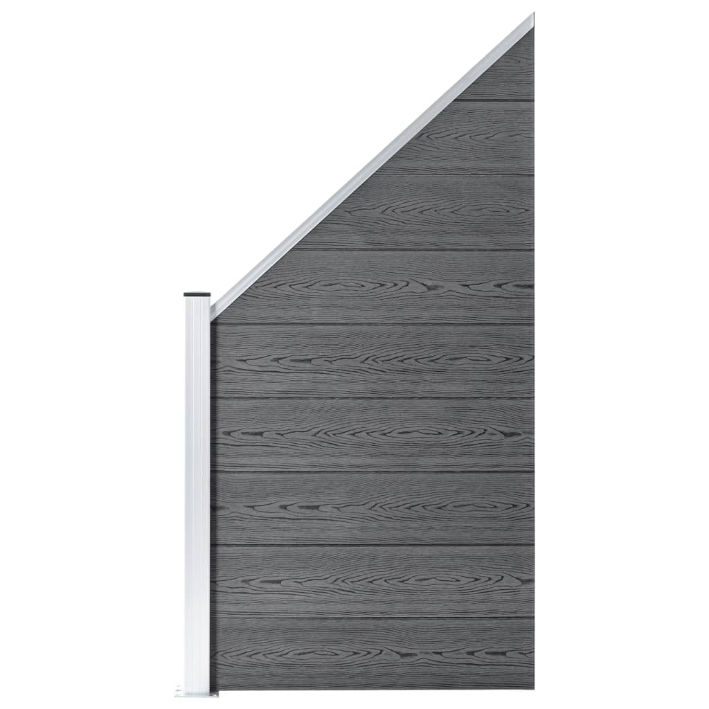 vidaXL WPC Fence Set 4 Square + 1 Slanted 792x186 cm Grey