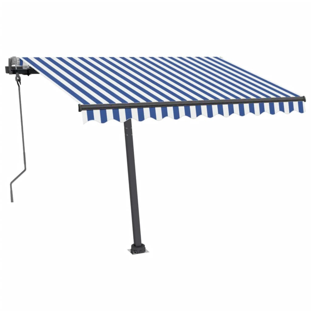 vidaXL Manual Retractable Awning with LED 300x250 cm Blue and White