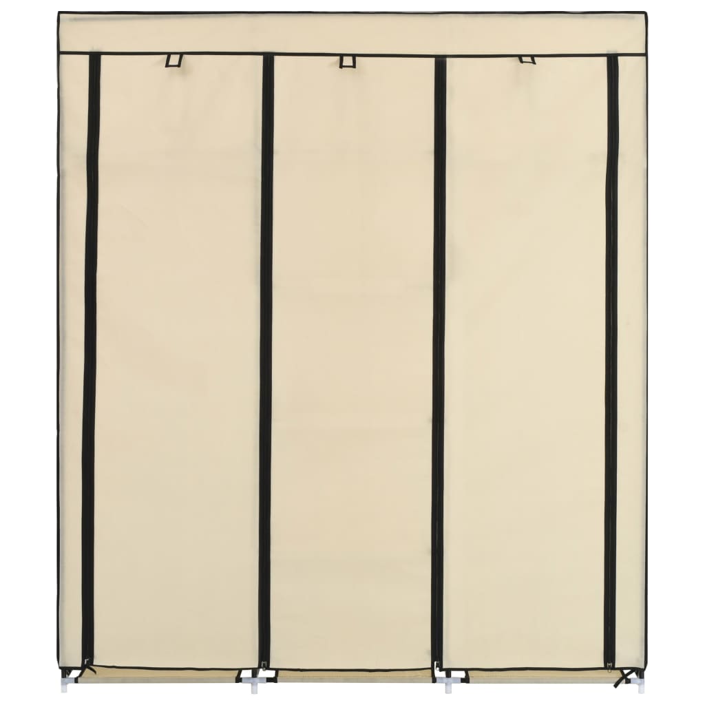vidaXL Wardrobe with Compartments and Rods Cream 150x45x175 cm Fabric