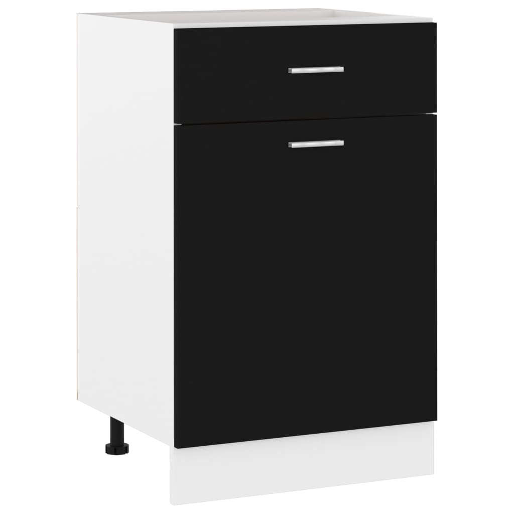 vidaXL Drawer Bottom Cabinet Black 50x46x81.5 cm Engineered Wood