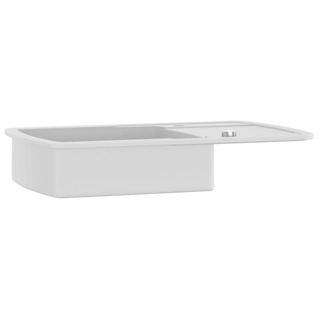vidaXL Granite Kitchen Sink Single Basin White vidaXL.co.uk
