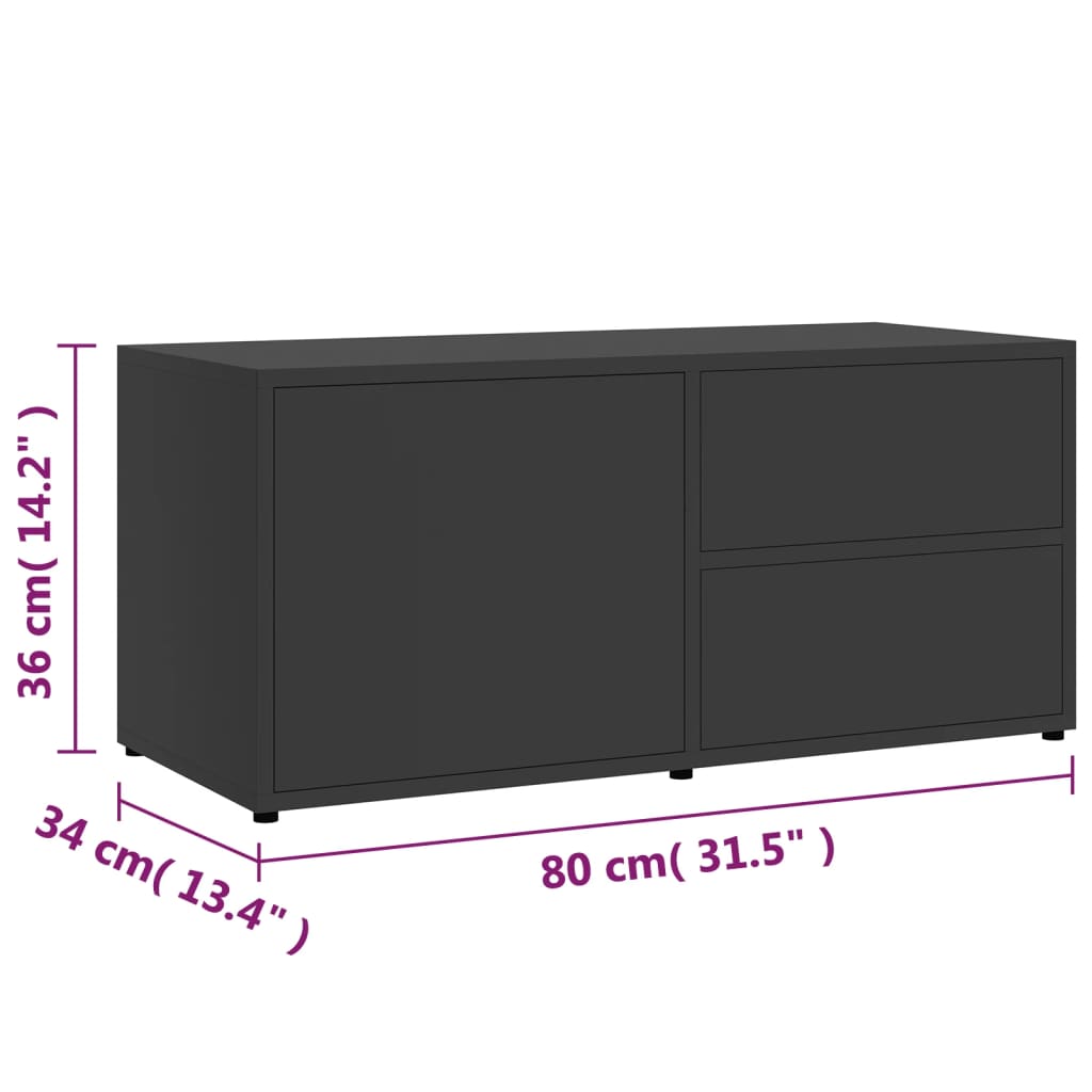 vidaXL TV Cabinet Grey 80x34x36 cm Engineered Wood