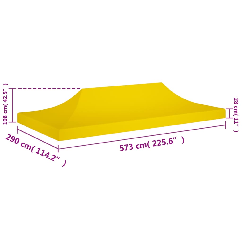 vidaXL Party Tent Roof 6x3 m Yellow 270 g/m²