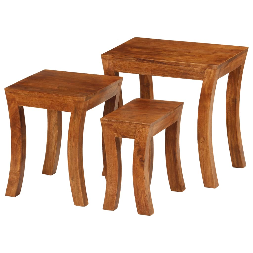vidaXL Nesting Table Set 3 Pieces Solid Acacia Wood 50x35x50 cm Brown