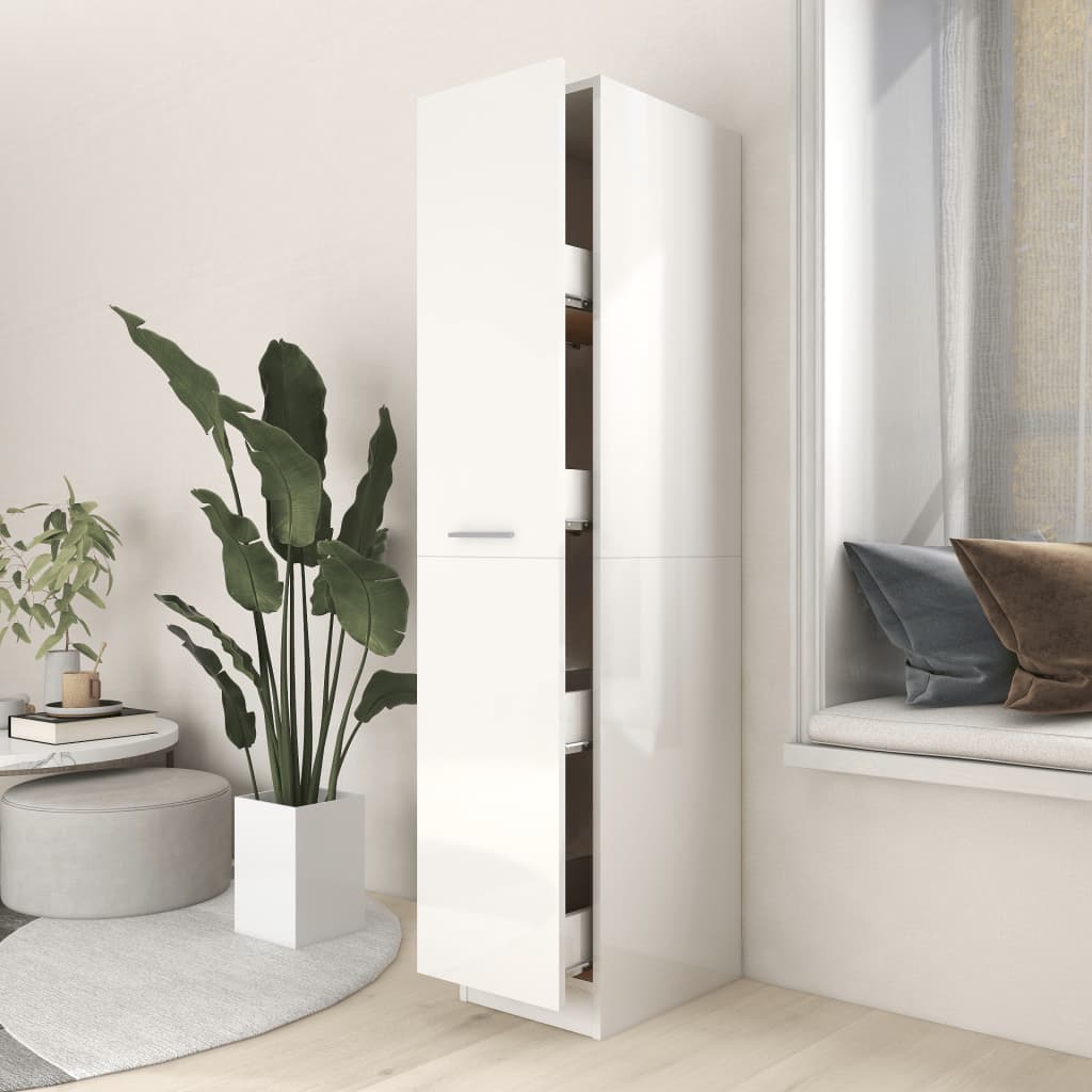 vidaXL Apothecary Cabinet High Gloss White 30x42.5x150 cm Engineered Wood
