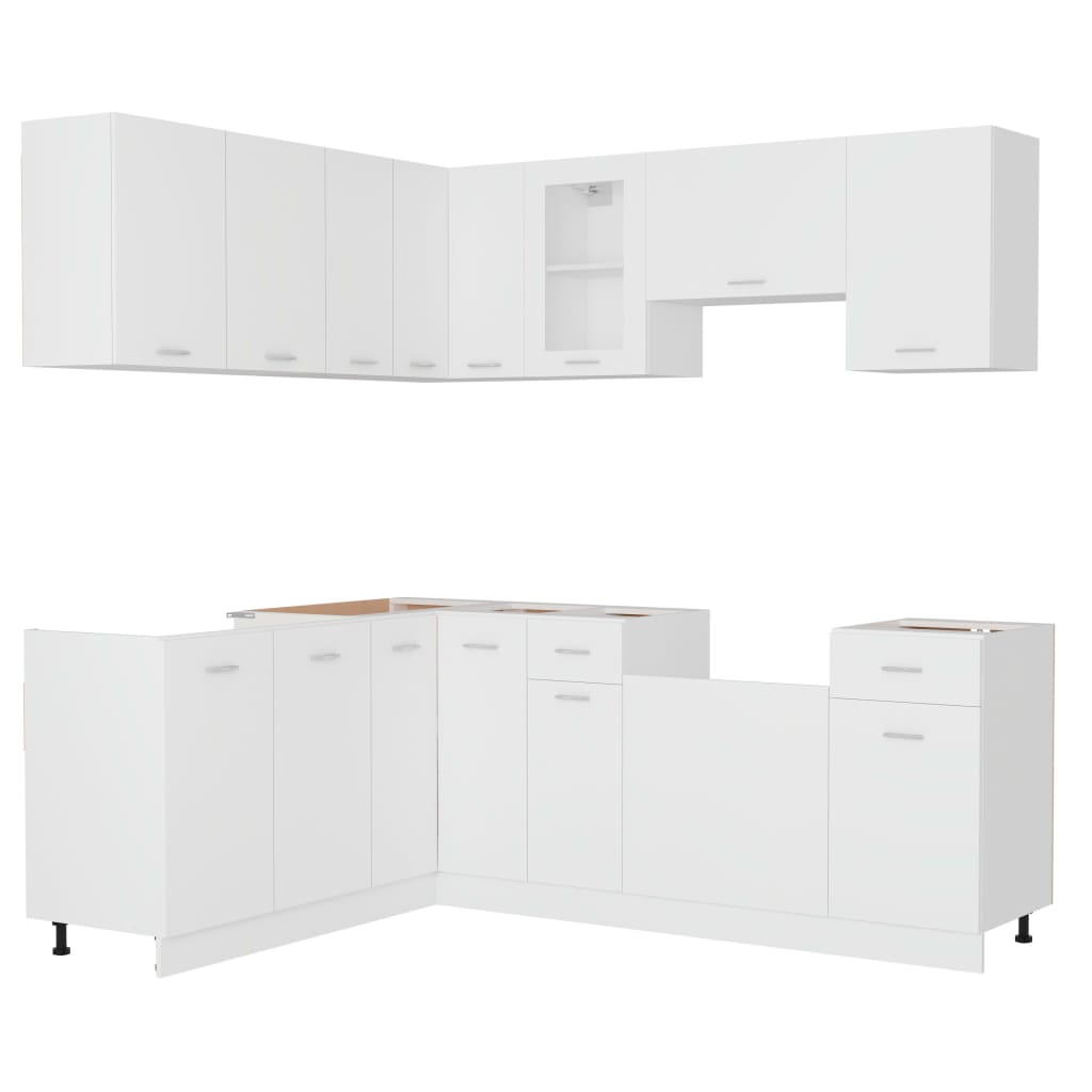 vidaXL 11 Piece Kitchen Cabinet Set White Engineered Wood