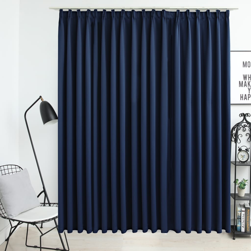 vidaXL Blackout Curtain with Hooks Blue 290x245 cm