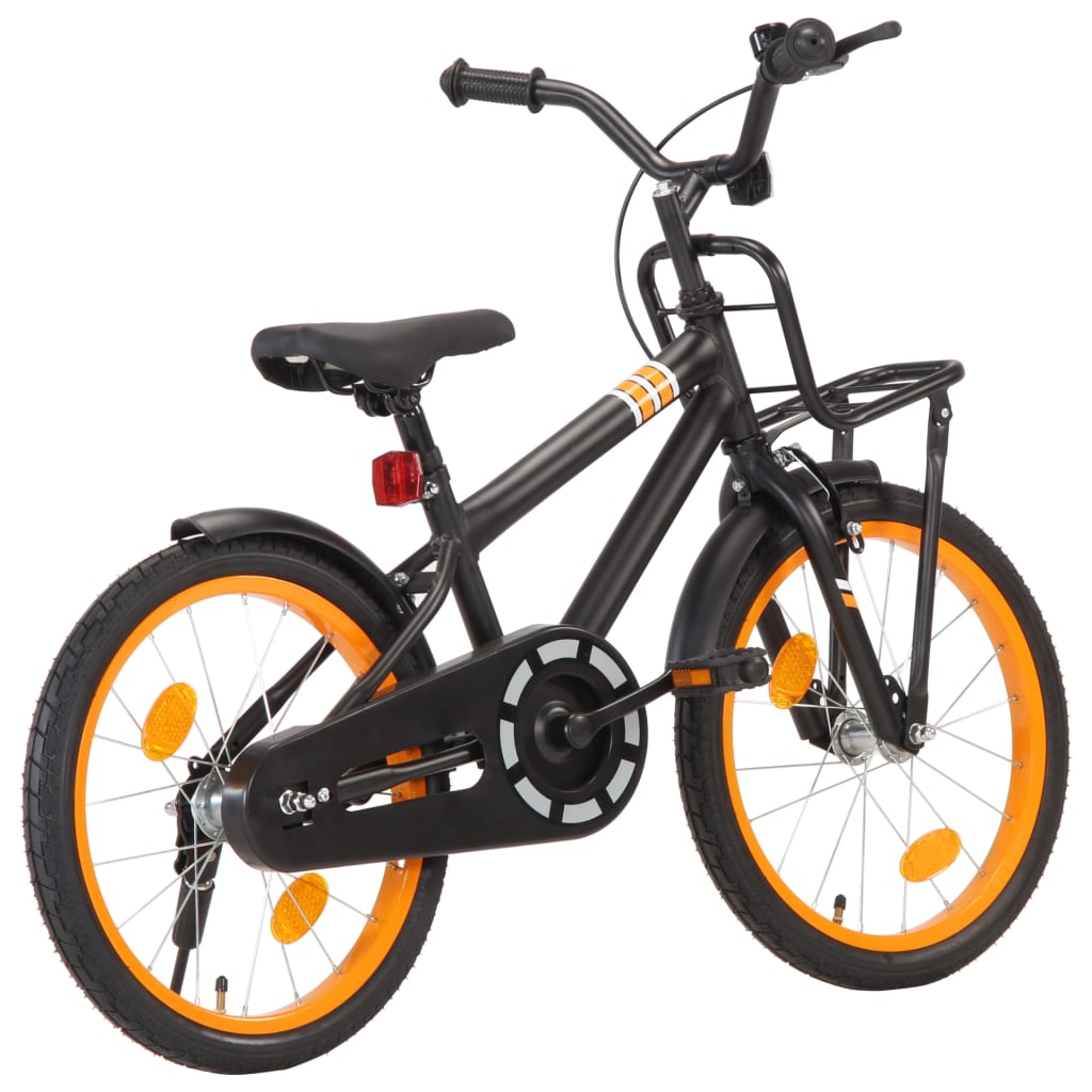 vidaXL Kids Bike with Front Carrier 18 inch Black and Orange