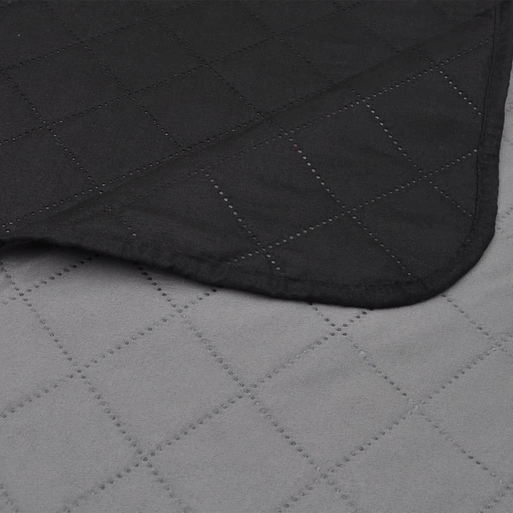 Double-sided Quilted Bedspread Black/Grey 170 x 210 cm