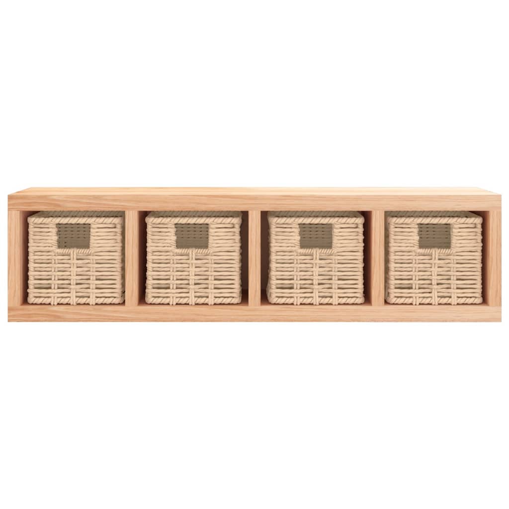 vidaXL Wall Shelf with Baskets 62x18x16 cm Solid Wood Walnut