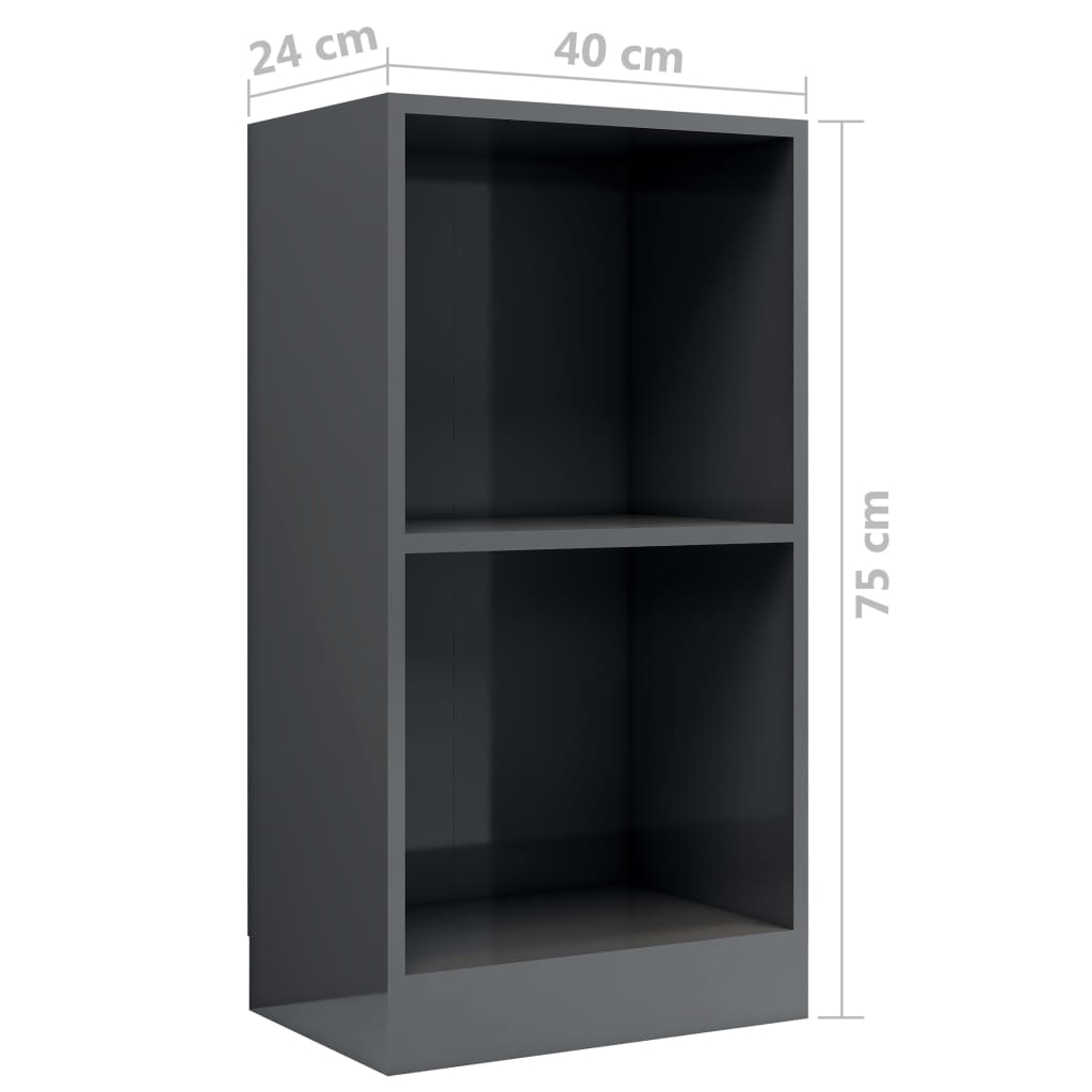 vidaXL Bookshelf High Gloss Grey 40x24x75 cm Engineered Wood