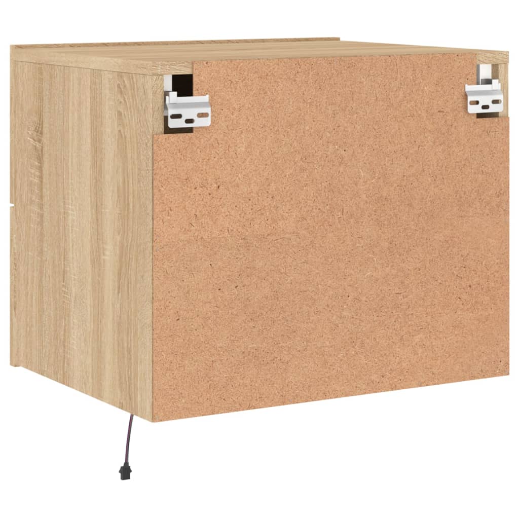 vidaXL Wall-mounted Bedside Cabinet with LED Lights Sonoma Oak