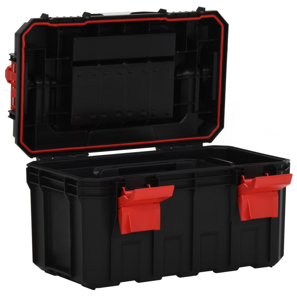 vidaXL Tool Box Black and Red 45x28x26.5 cm