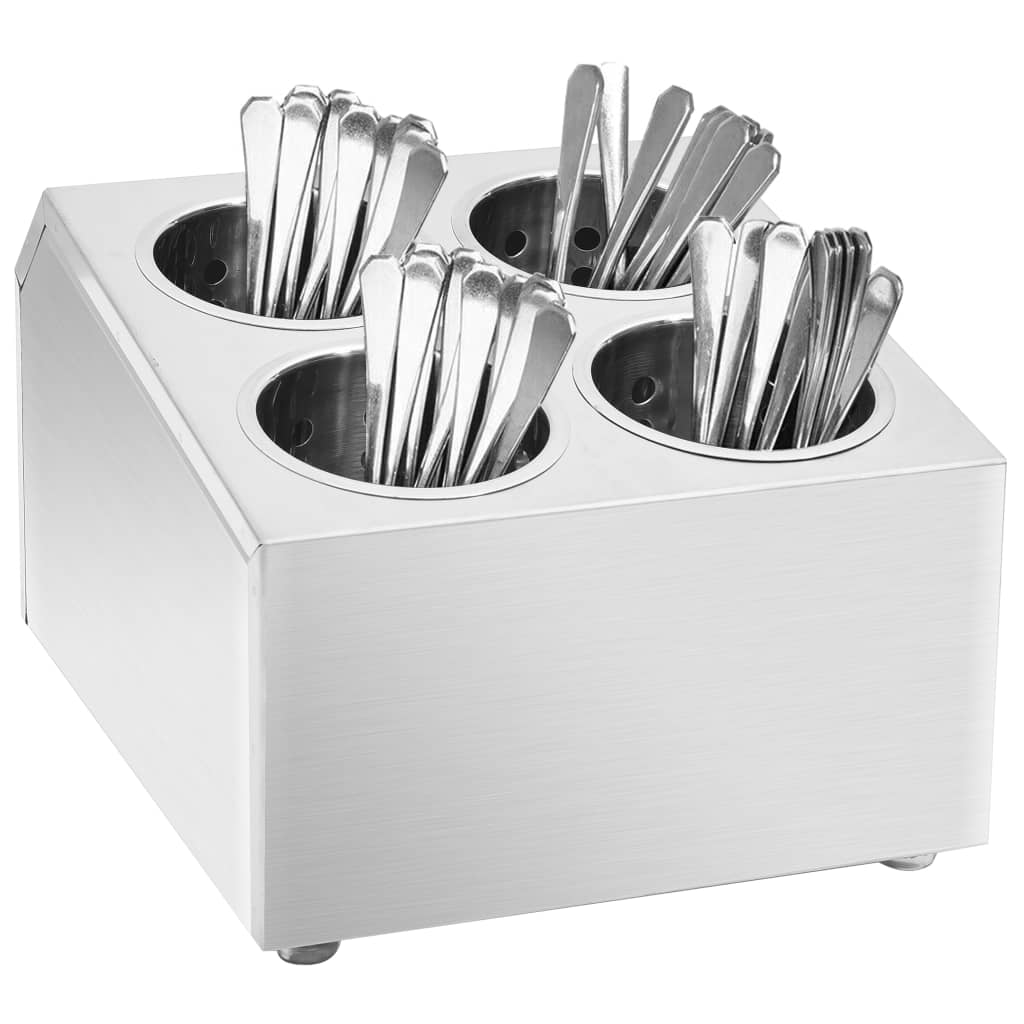 vidaXL Cutlery Holder 4 Grids Square Stainless Steel