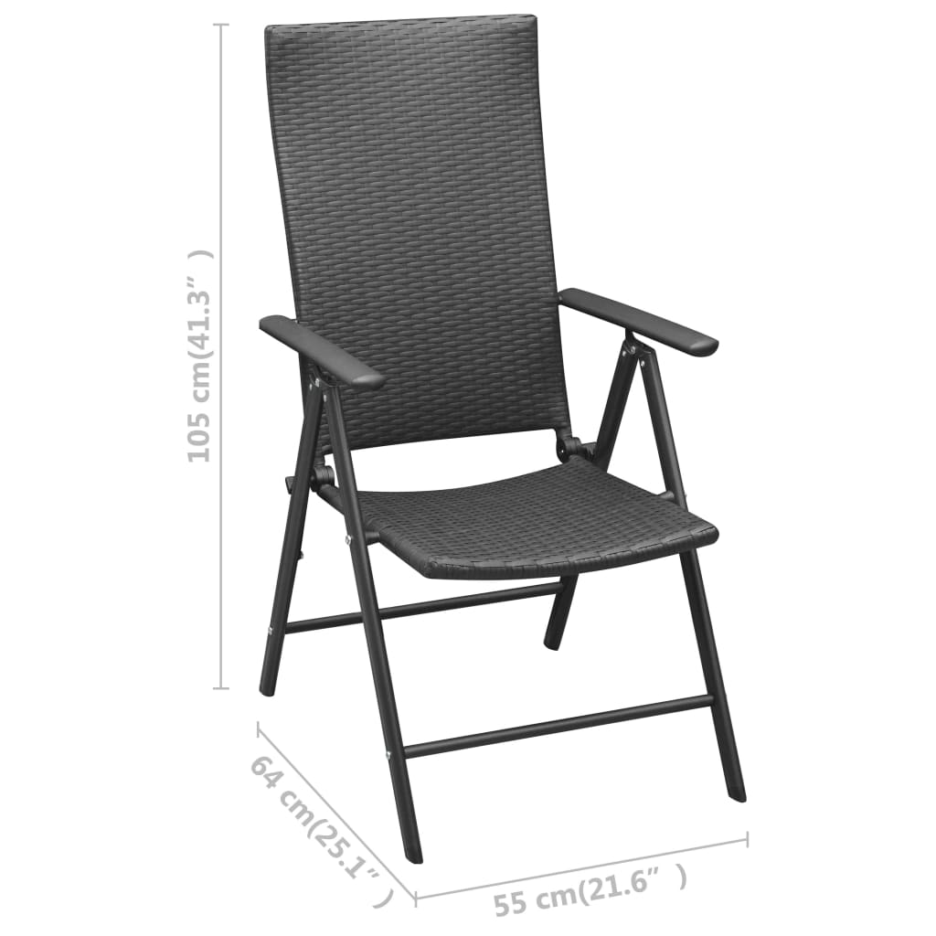 vidaXL Garden Chairs 4 pcs Poly Rattan Black