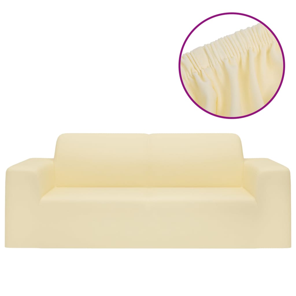 vidaXL 2-Seater Stretch Couch Slipcover Cream Polyester Jersey