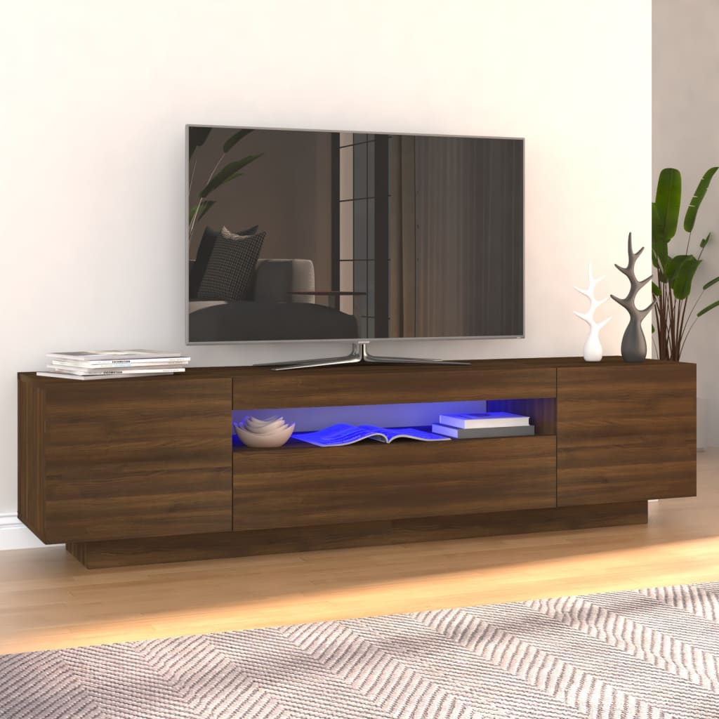 vidaXL TV Cabinet with LED Lights Brown Oak 160x35x40 cm