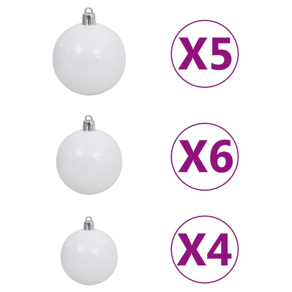 vidaXL Corner Artificial Christmas Tree LEDs&Ball Set White 180 cm PVC