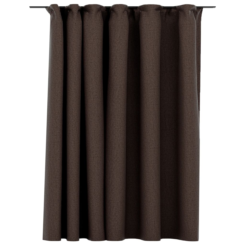 vidaXL Linen-Look Blackout Curtain with Hooks Taupe 290x245 cm