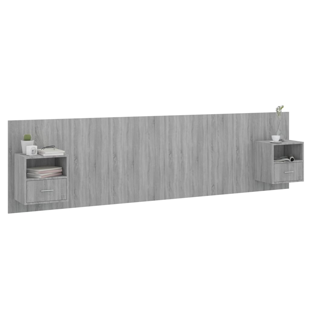 vidaXL Bed Headboard with Cabinets Grey Sonoma Engineered Wood