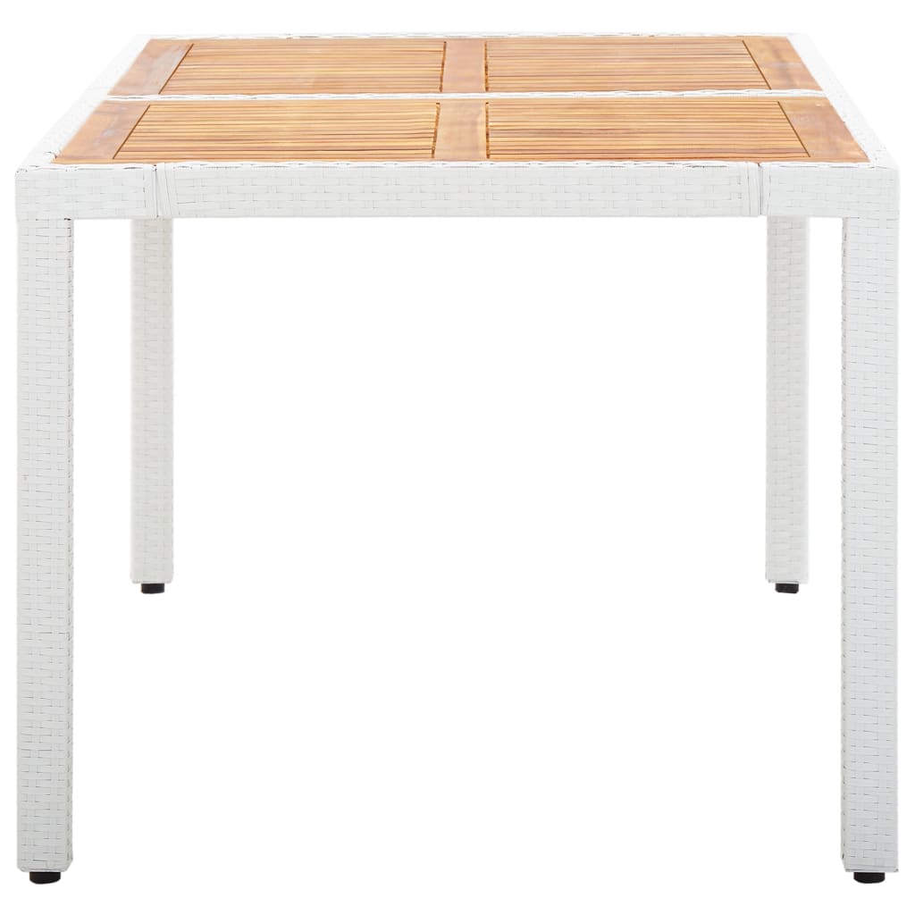 Garden Table White 150x90x75 cm Poly Rattan and Solid Acacia Wood