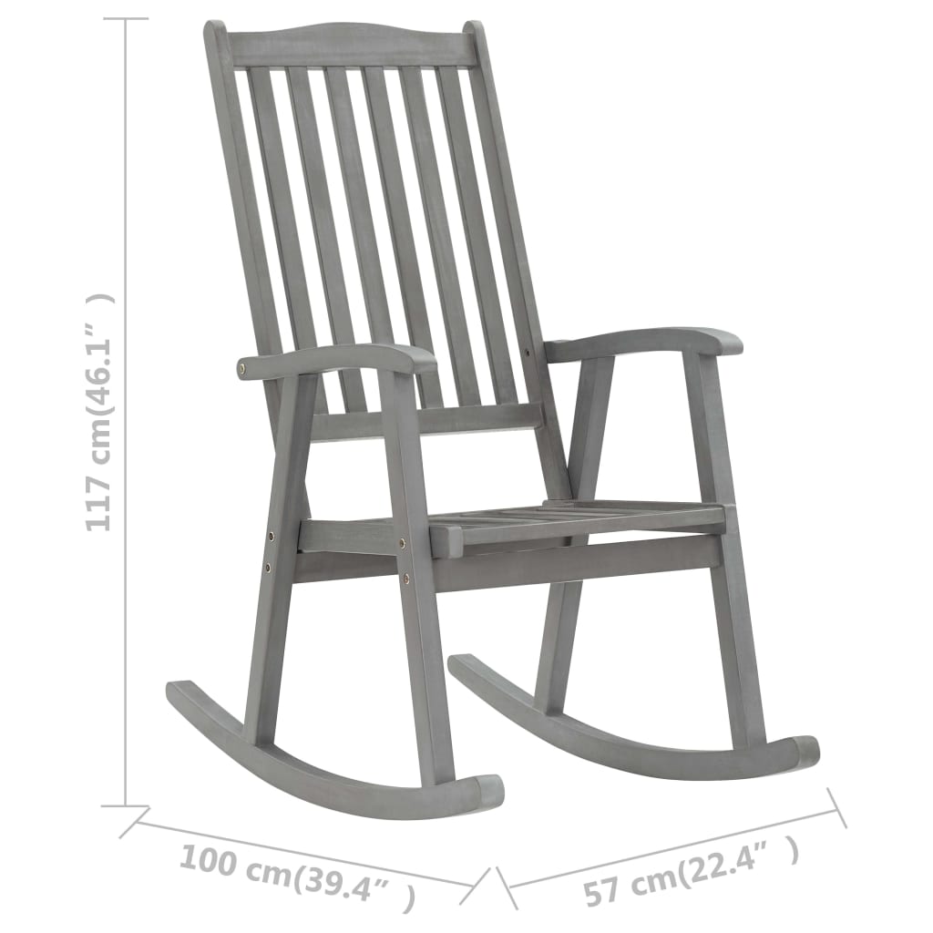 vidaXL Rocking Chair Grey Solid Acacia Wood